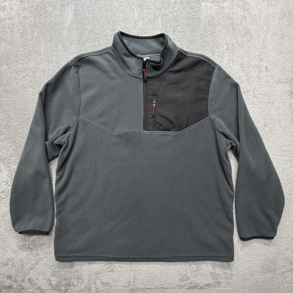 Starter Sweatshirt Mens XL Gray Fleece Quarter Zip Pullover Chest Pocket RM36491